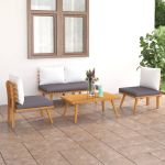 Set mobilier de grădină cu perne, 4 piese, lemn masiv de acacia GartenMobel Dekor