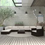 Set mobilier de grădină cu perne, 11 piese, maro, poliratan GartenMobel Dekor
