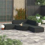 Set mobilier de grădină cu perne, 6 piese, negru, poliratan GartenMobel Dekor