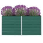 Strat înălțat de grădină, verde, 160x80x77 cm, oțel galvanizat GartenMobel Dekor