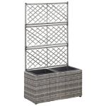 Strat înălțat spalier 2 ghivece, gri, 58x30x107 cm, poliratan GartenMobel Dekor