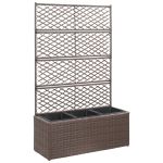 Strat înălțat spalier cu 3 ghivece maro 83x30x130 cm poliratan GartenMobel Dekor