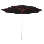 Umbrelă de soare cu stâlp din lemn, negru, 300 x 258 cm GartenMobel Dekor