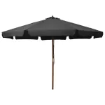 Umbrelă de soare de exterior, stâlp din lemn, antracit, 330 cm GartenMobel Dekor