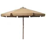 Umbrelă de soare de exterior, stâlp din lemn, gri taupe, 330 cm GartenMobel Dekor