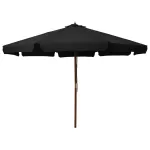Umbrelă de soare de exterior, stâlp din lemn, negru, 330 cm GartenMobel Dekor