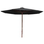 Umbrelă de soare de exterior, stâlp din lemn, negru, 350 cm GartenMobel Dekor