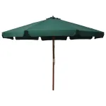 Umbrelă de soare de exterior, stâlp din lemn, verde, 330 cm GartenMobel Dekor