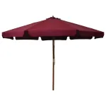 Umbrelă de soare de exterior, stâlp lemn, roșu burgund, 330 cm GartenMobel Dekor