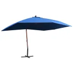 Umbrelă de soare suspendată, stâlp lemn, albastru, 400 x 300 cm GartenMobel Dekor