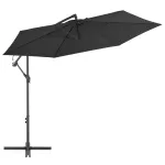 Umbrelă suspendată cu stâlp din aluminiu, negru, 300 cm GartenMobel Dekor