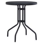 Masă de grădină, negru, 60 cm, oțel și sticlă GartenMobel Dekor