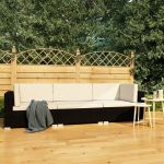 Set mobilier de grădină cu perne, 3 piese, negru, poliratan GartenMobel Dekor