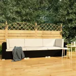 Set mobilier de grădină cu perne, 3 piese, negru, poliratan GartenMobel Dekor
