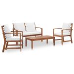 Set mobilier de grădină cu perne, 4 piese, lemn masiv de acacia GartenMobel Dekor