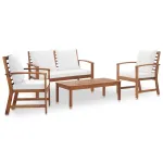 Set mobilier de grădină cu perne, 4 piese, lemn masiv de acacia GartenMobel Dekor
