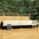 Set mobilier de grădină cu perne, 4 piese, negru, poliratan GartenMobel Dekor