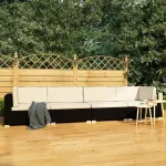 Set mobilier de grădină cu perne, 4 piese, negru, poliratan GartenMobel Dekor