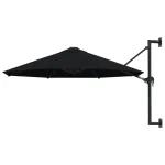 Umbrelă de soare de perete cu stâlp metalic, negru, 300 cm GartenMobel Dekor