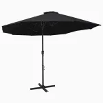 Umbrelă de soare exterior cu stâlp aluminiu, negru, 460x270 cm GartenMobel Dekor