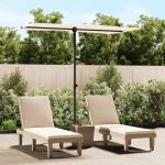 Umbrelă de soare exterior stâlp aluminiu alb nisipiu 180x110 cm  GartenMobel Dekor