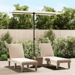 Umbrelă de soare exterior stâlp aluminiu alb nisipiu 180x110 cm  GartenMobel Dekor