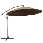 Umbrelă de soare suspendată, gri taupe, 3 m, stâlp de aluminiu GartenMobel Dekor