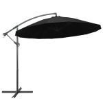 Umbrelă de soare suspendată, negru, 3 m, stâlp de aluminiu GartenMobel Dekor
