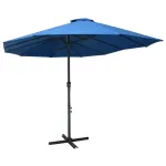 Umbrelă soare exterior cu stâlp aluminiu, albastru, 460x270 cm GartenMobel Dekor