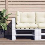 Perne de paleți, 3 buc., crem, material textil GartenMobel Dekor
