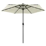Umbrelă de soare cu LED și stâlp aluminiu, alb nisipiu, 270 cm GartenMobel Dekor