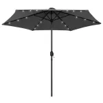 Umbrelă de soare cu LED și stâlp aluminiu, antracit, 270 cm GartenMobel Dekor