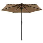 Umbrelă de soare cu LED și stâlp aluminiu, gri taupe, 270 cm GartenMobel Dekor