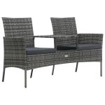 Canapea de grădină 2 locuri măsuță de ceai antracit poliratan GartenMobel Dekor