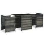 Set mobilier de bistro cu perne, 3 piese, gri, poliratan GartenMobel Dekor
