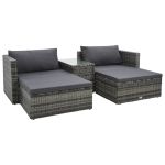 Set mobilier de grădină cu perne, 5 piese, gri, poliratan GartenMobel Dekor