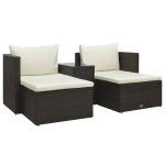Set mobilier de grădină cu perne, 5 piese, maro, poliratan GartenMobel Dekor