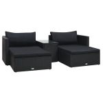 Set mobilier de grădină cu perne, 5 piese, negru, poliratan GartenMobel Dekor
