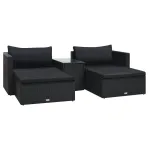 Set mobilier de grădină cu perne, 5 piese, negru, poliratan GartenMobel Dekor