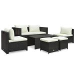 Set mobilier de grădină cu perne, 6 piese, maro, poliratan GartenMobel Dekor