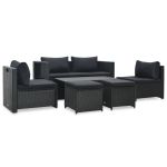 Set mobilier de grădină cu perne, 6 piese, negru, poliratan GartenMobel Dekor