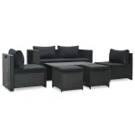 Set mobilier de grădină cu perne, 6 piese, negru, poliratan GartenMobel Dekor