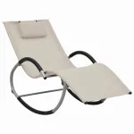 Șezlong cu pernă, crem, textilenă GartenMobel Dekor