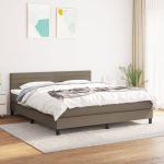 Pat continental cu saltea, gri taupe, 180x200 cm, textil GartenMobel Dekor