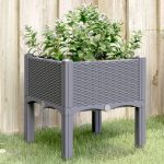 Jardinieră de grădină cu picioare, gri, 40x40x42 cm, PP GartenMobel Dekor