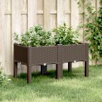 Jardinieră de grădină cu picioare, maro, 80x40x42 cm, PP GartenMobel Dekor