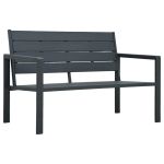 Bancă de grădină, gri, 120 cm, HDPE, aspect de lemn GartenMobel Dekor