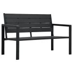 Bancă de grădină, negru, 120 cm, aspect de lemn, HDPE GartenMobel Dekor
