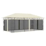 Pavilion cu plasă anti-țânțari, crem, 6 x 3 x 2,73 m GartenMobel Dekor