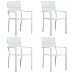 Scaune de grădină, 4 buc., alb, HDPE, aspect lemn GartenMobel Dekor